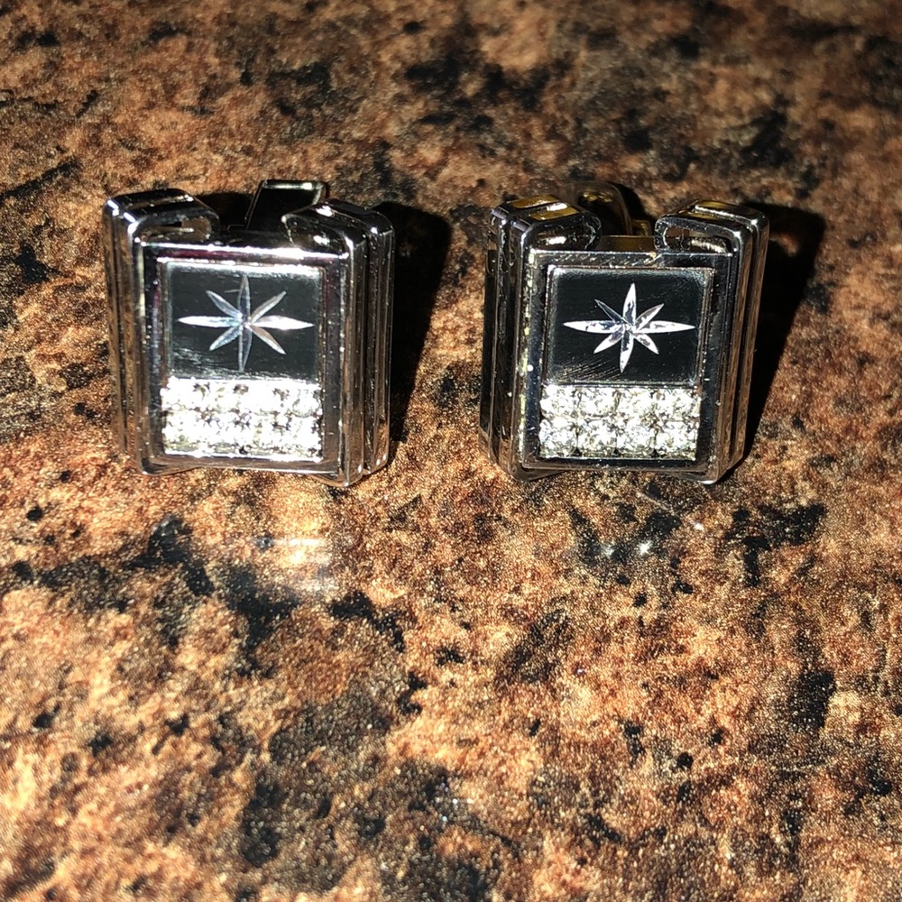 Vintage Silver/Black Matte Cuff Links